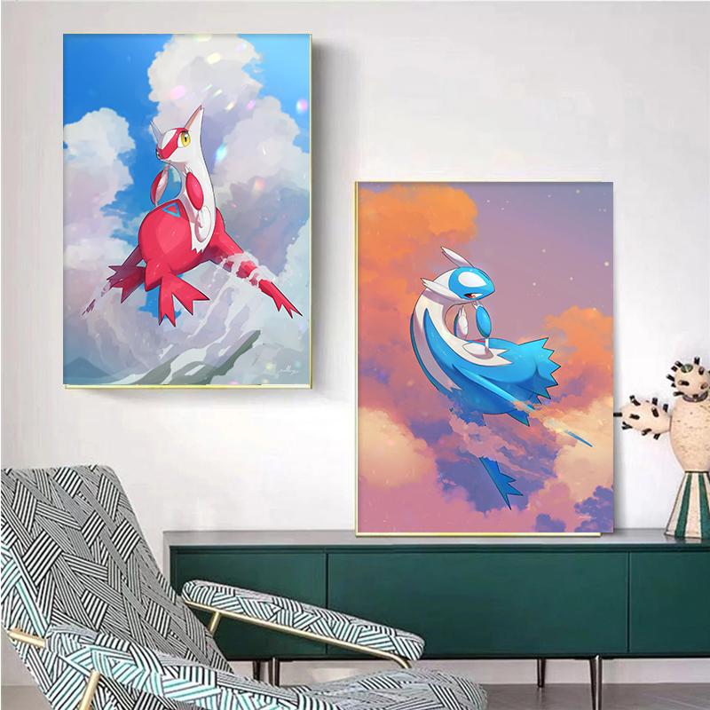 Canvas Painting Pokemon Latias Latios Cartoon Wall Poster Pikachu Nordic Nursery Kids Bedroom Decoration Picture Mural Cudros