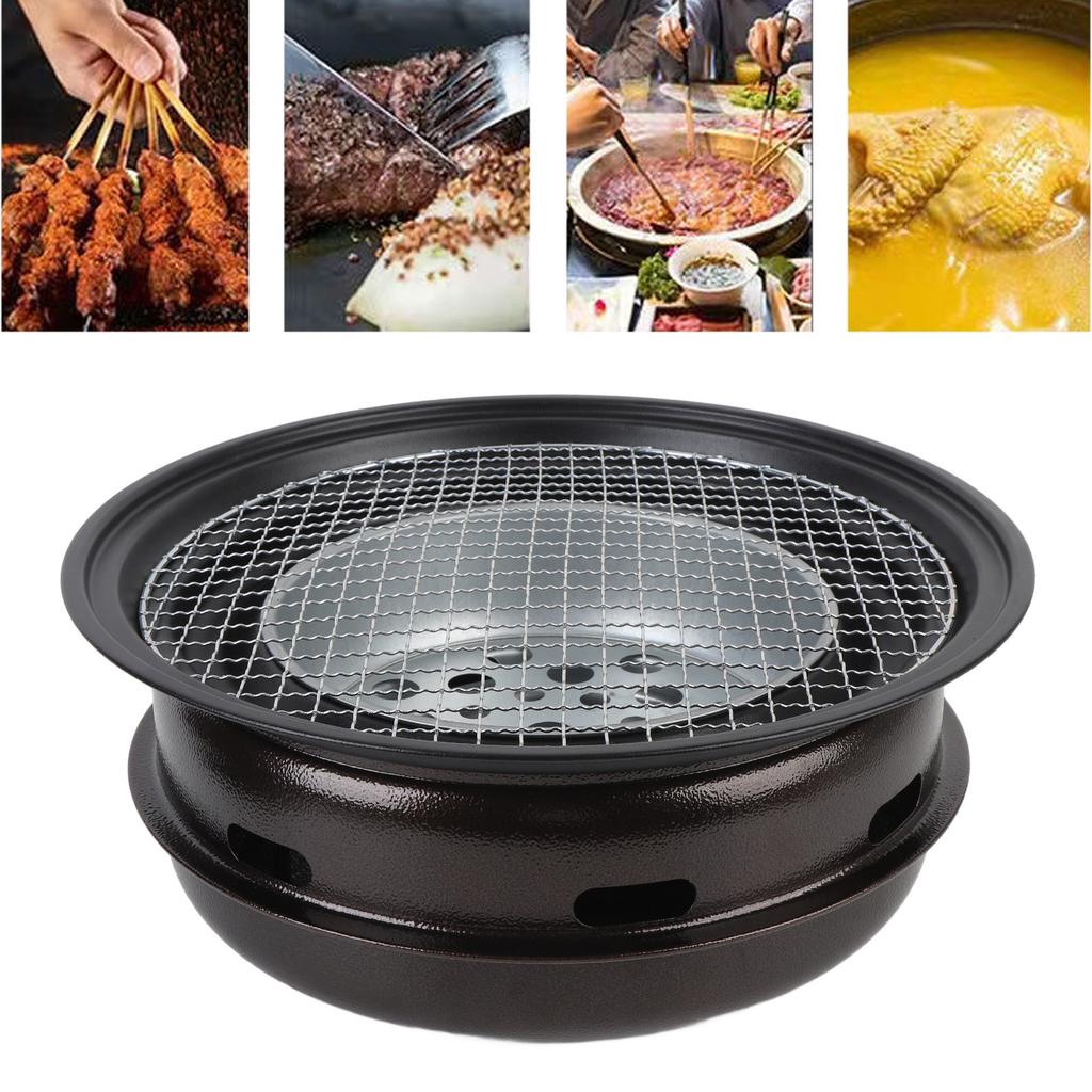 Charcoal Barbecue Stove Round Smokeless Charcoal Grill Stove with Thickened Grill Net for Home Comme