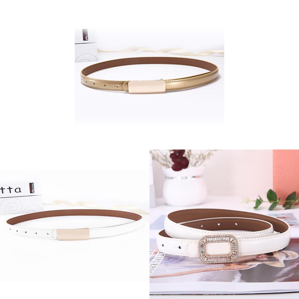 Leather Womens Belt With Artificial Pearls And Rhinestone Decor For Elegant Outfit