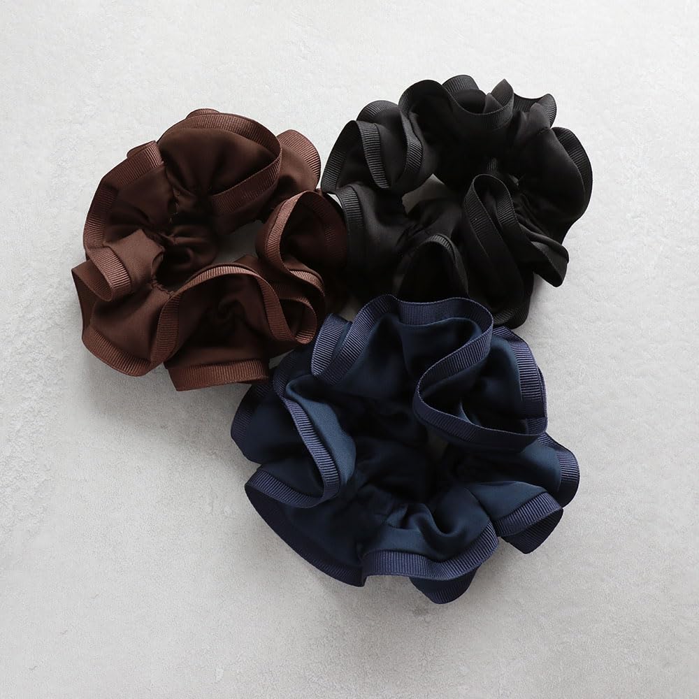 JewelVOX Scrunchie Hair Accessory for Solid Stylish Hair Brown Women, Grosgrain, Color, Simple, Tie,