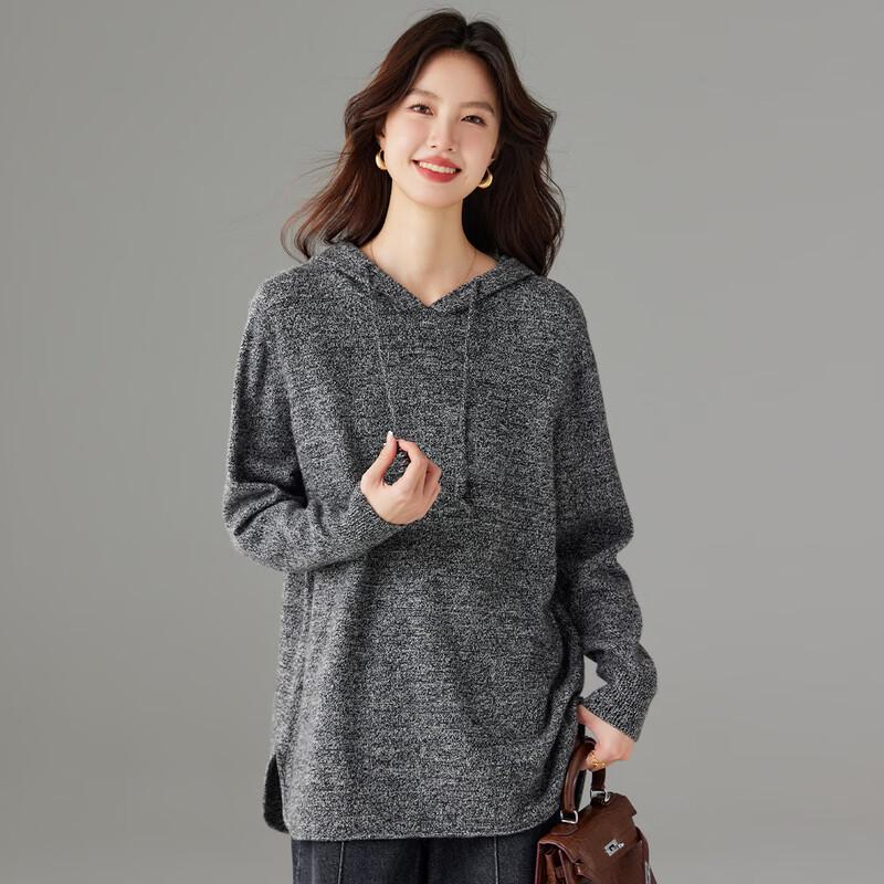 Women's 100% Wool Hooded Pullover Sweater