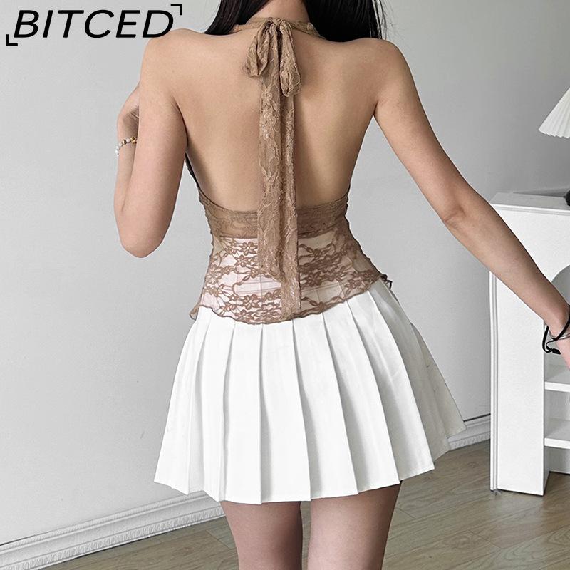 BITCED Summer Women's Solid-Color Slim-Fit Streetwear Halter Neck Sexy Backless Tank Top