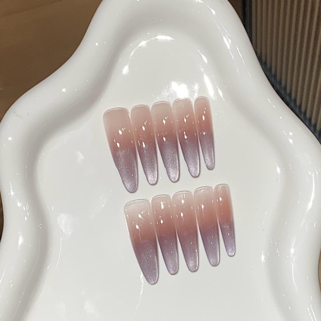Pure Desire Daily Ice-transparent Pink Blush Gradient Purple Cat Eye Purple Light Removable Wearable Armor