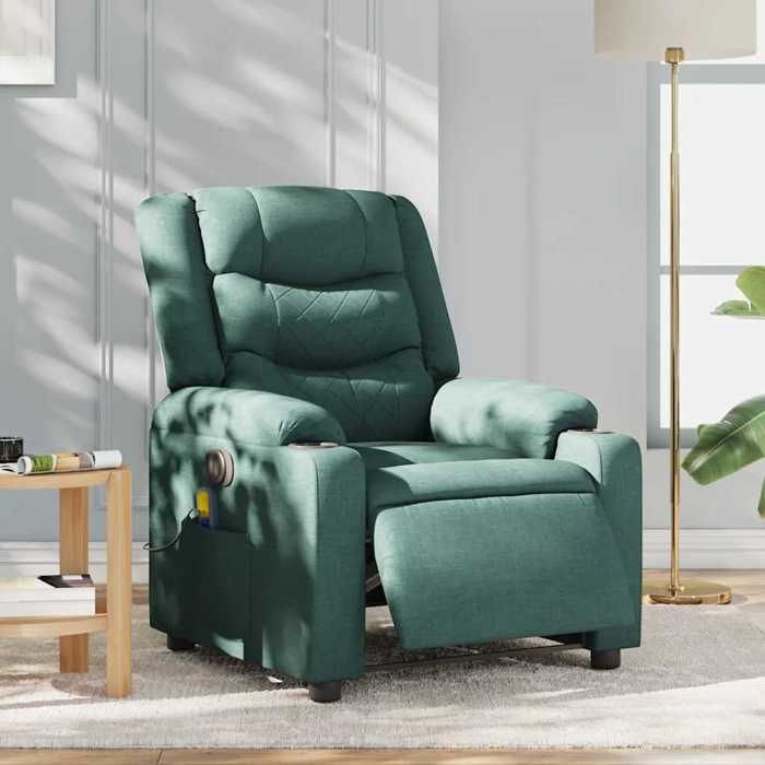 VidaXL Fauteuil de massage inclinable électrique Vert foncé Tissu 3310257