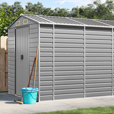 Garden Shed, Light Gray, 191X895X198 Cm, Galvanized Steel