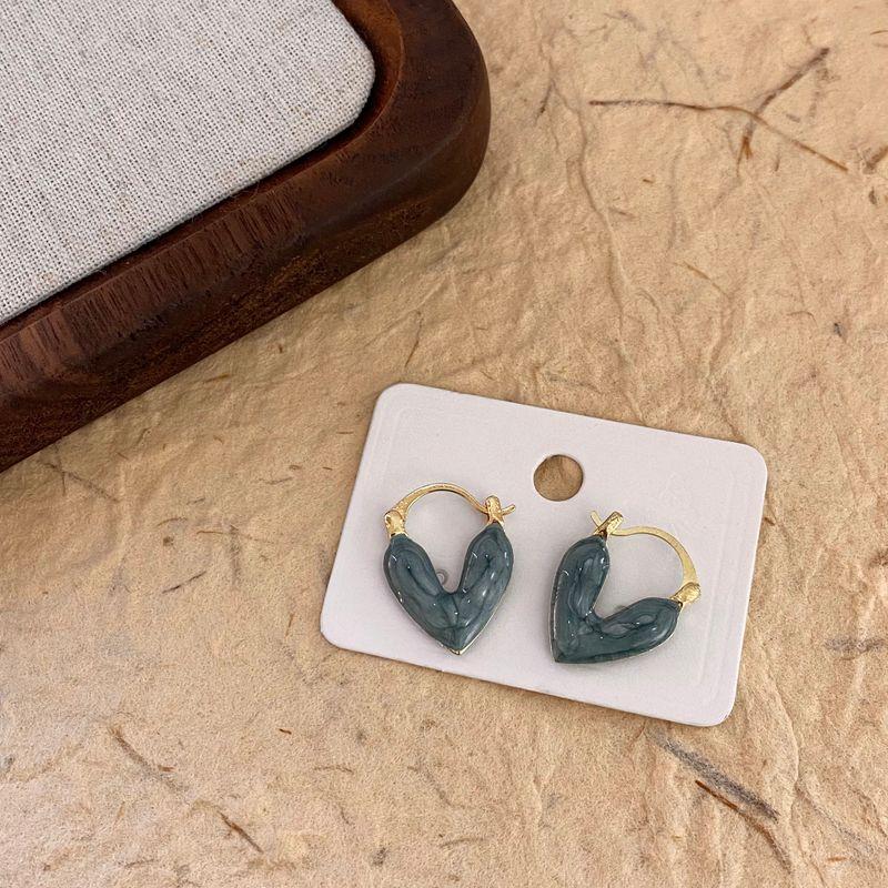 

Go to the Seaside ~ Blue Loving Heart Earrings Female Niche Style Design Ear Studs 2025 New Arrival Best Selling Fancy Earrings Eardrops Dark blue drop glaze Heart earrings