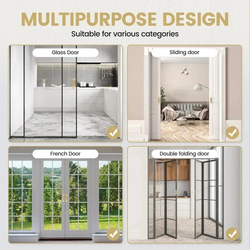 4Pcs Sliding Door Hardware Handle Door Knobs,Self-adhesive Pulls for Kitchen Cabinet Window Glass, No Punching Furniture