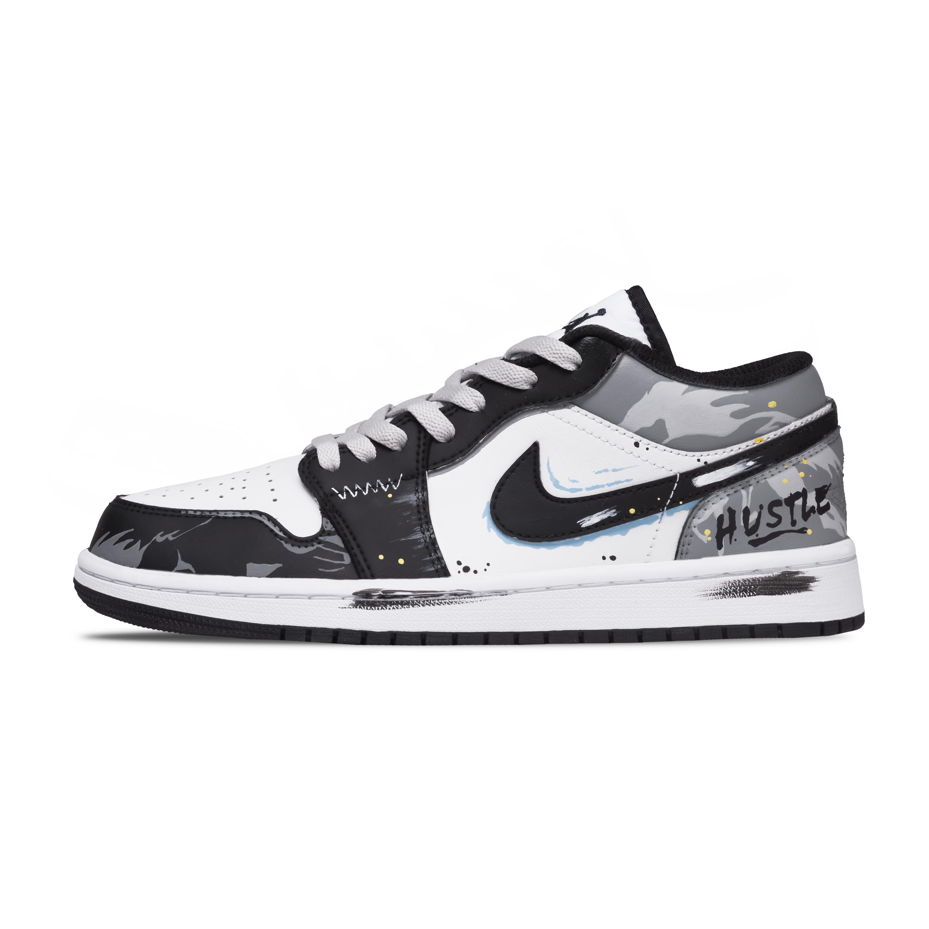Jordan Air Jordan 1 Funi Galloping With Funi Abrasion Resistant Low top Vintage Basketball Shoes Unisex Black White 553558-132(Team348-Funi ) 43