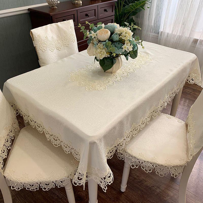 

Журнальный столик Тканевое рукоделие Скандинавский Обеденный стол Современный Минималистичный Кружево L98 Ivory White Chair cover (width 45cm)* 1