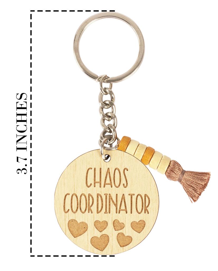 Inkdotpot Funny Keychain Chaos Coordinator Wood Engraved Keychain- Funny Mom Teacher Humour Novelty