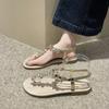 Women's Sandals Summer New Fashion Women's Sandals 2024 Rhinestone Sandals Open Toe Lightweight High-end Women's Shoes