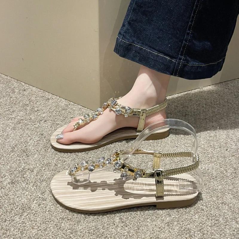 Women's Sandals Summer New Fashion Women's Sandals 2024 Rhinestone Sandals Open Toe Lightweight High-end Women's Shoes