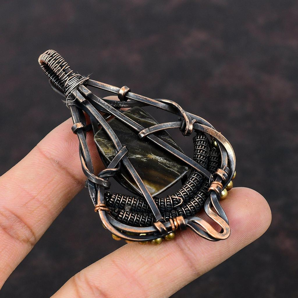 Black Mother Of Pearl Copper Pendant Wire Wrapped Pendant Handmade Pendant Copper Wire Wrap Jewelry Engagement Gift Natural Gemstone Jewelry