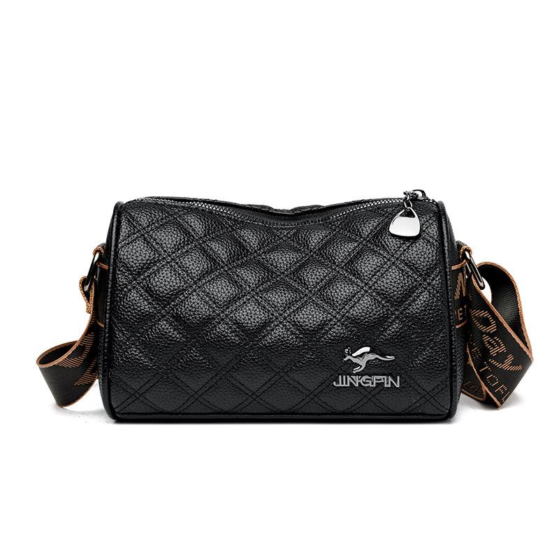 New women s bag plaid embossed women s shoulder messenger bag versatile casual cylinder pillow bag 21*11*14cm