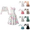 Women's  Fashionable And Casual Long-sleeved Short Cardigan Top + Belt + Strappy Dress Set