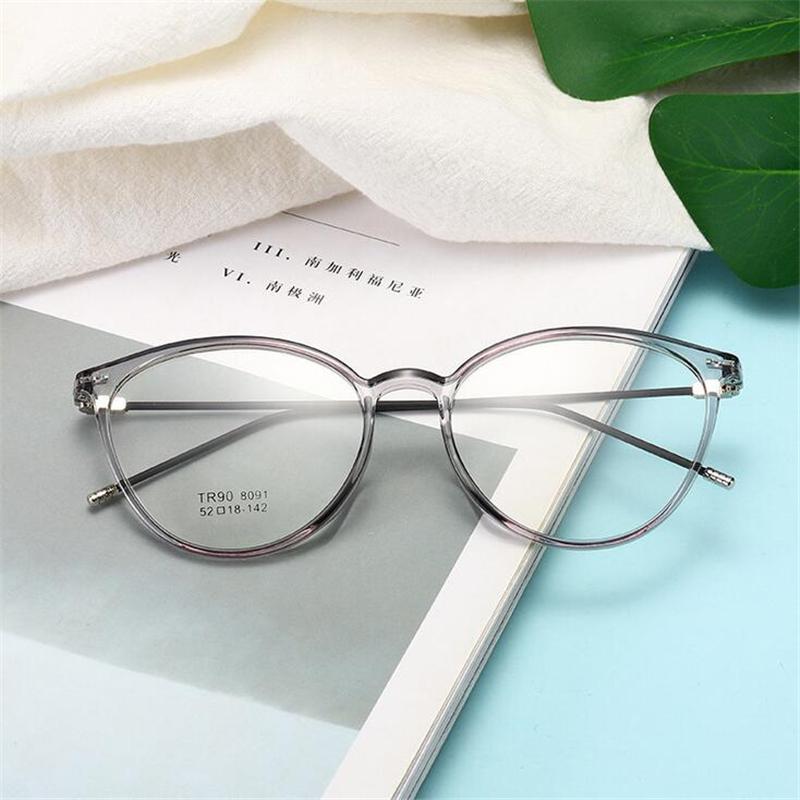 Transparent Gray Oval Nearsighted Glasses Ultralight  Steel Wire Leg Prescription Eyeglasses Diopter 0 -0.5 -1.0 To -6.0