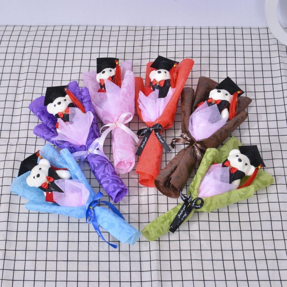 Plush Bear Bear Plush Bouquet Cartoon Doctoral Bear Toy Graduation Bear Bouquet  Birthday Party