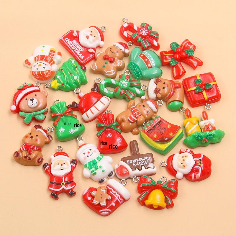 Ciondoli in Resina Serie Natalizia: Campanelle per Albero, Babbo Natale, Renne, Pupazzo di Neve Ornamenti