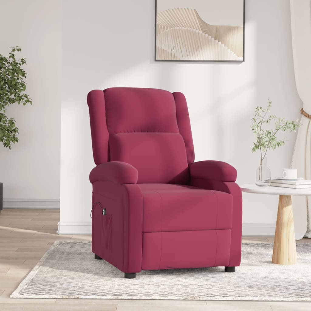Electric Recliner Chair Burgundy Velvet