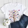 New Women T Shirt Fashion MOM Butterfly Floral Print Tshirt Casual Short Sleeve Tops Tee Women T-shirts 90s Lady Female T Shirt