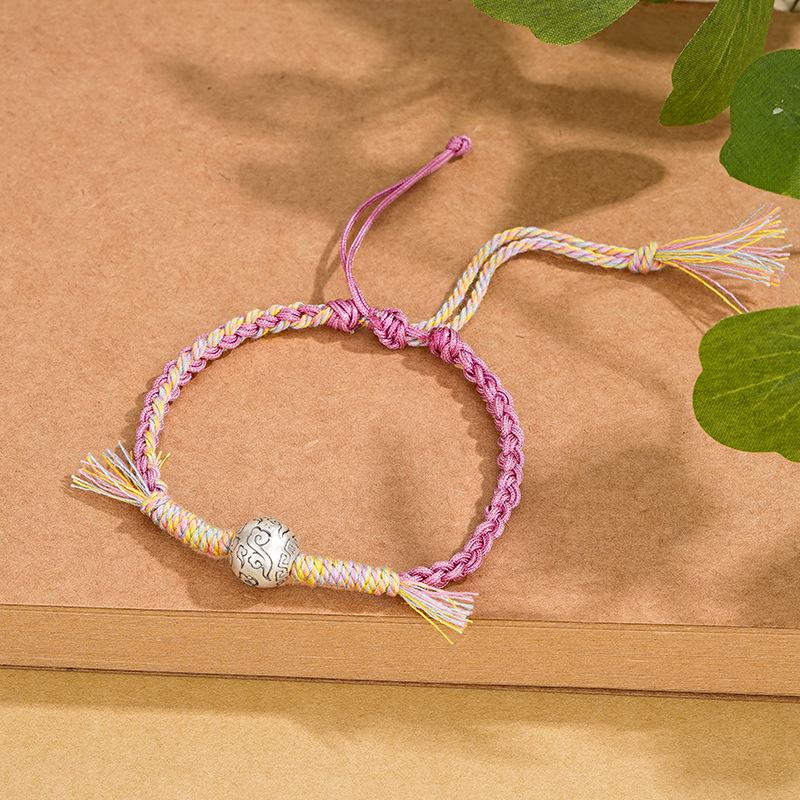 Tichiya Women s Sterling Silver Cloud Bead Bracelet: Chinese Style, Handmade Woven Color Rope