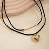 Goth Black Velvet Small Love Heart Pendant Choker Necklace for Women 2024 Trend Elegant Adjustable Chain Aesthetic Wed Zircon