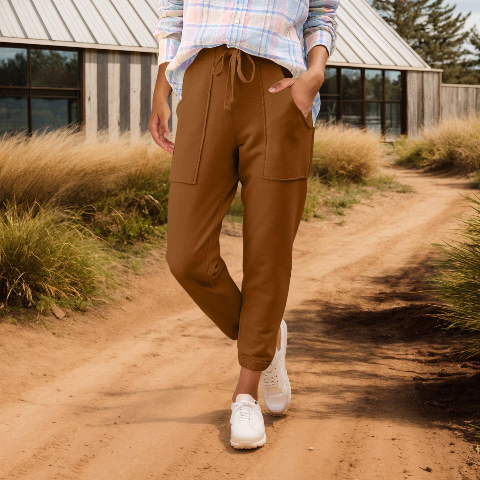 

Жіночі однотонні вільні повсякденні штани з еластичним поясом і кишенями Спортивні спортивні штани L