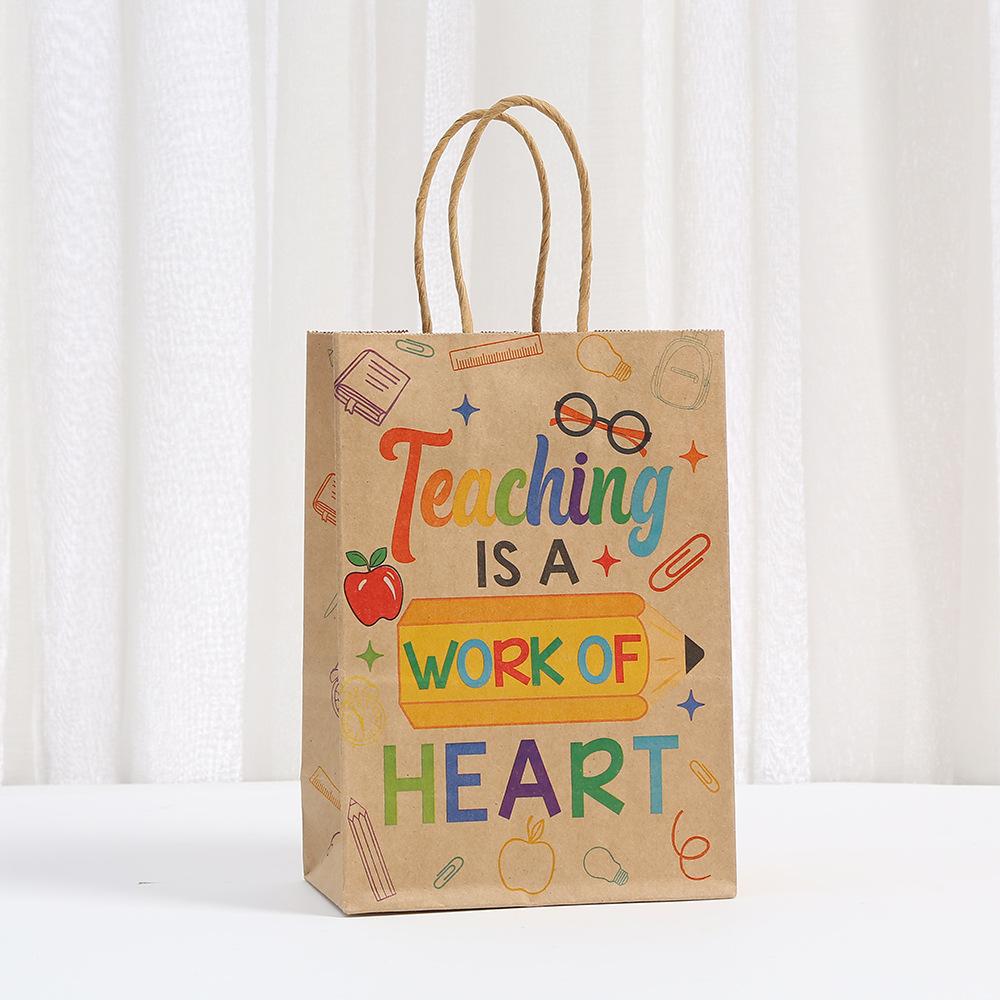 30pcs Kraft Paper Gift Bags With Handles For Teacher Appreciation Party Favor Packaging Classroom Rewards And Thank You Gifts