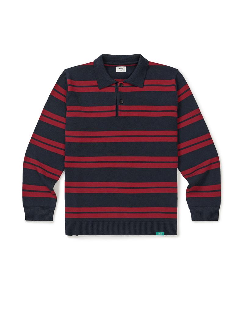 MMLG [Mmlg] Stripe Collar Knit (Navy)