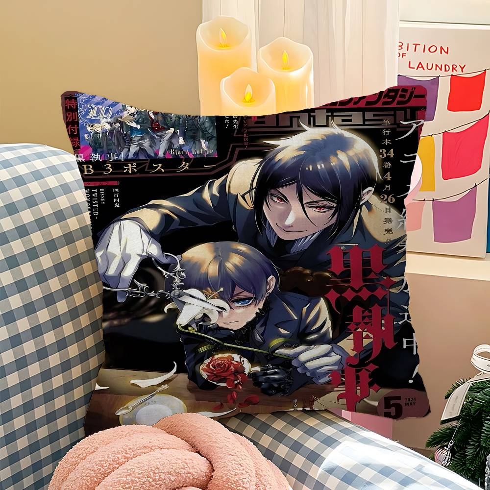 1PC Japanese Anime Black Butler Cushion Cover Car Throw Pillow Case For Sofa Car Christmas Gift 40x40cm 45x45cm
