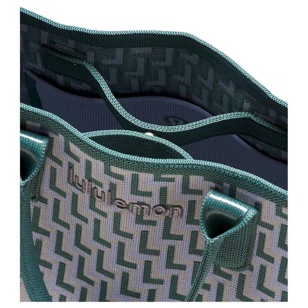 Lululemon Classic 8L Knitted Large Capacity Tote Bag Shopping Bag Shoulder Crossbody Women Tote Blue-Green LW9FTRS-071815