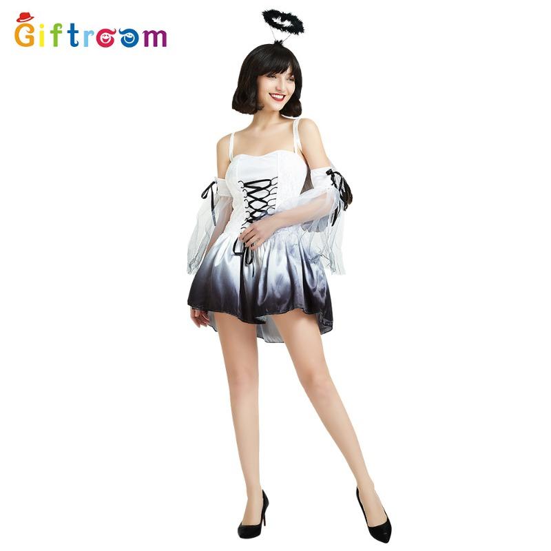 Carnival Festival Party Show Costume White Angel Witch RPG Uniform Temptation