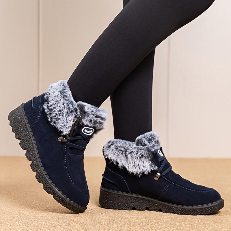 Flat Snow Boots Female 2025 Fall and Winter New Big Yards Plus Round Head Lace-up Velvet Thickened Boots