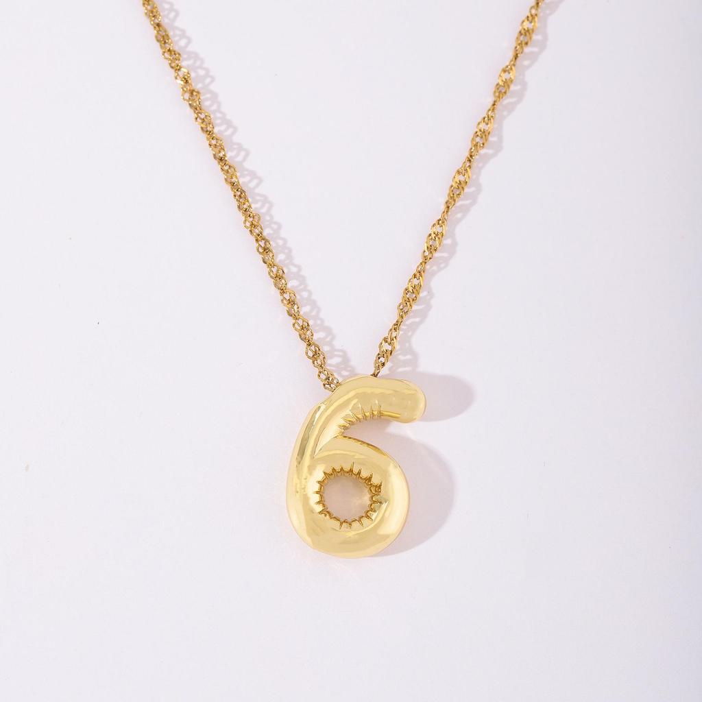 Retro 18k Gold Electroplated Number Pendant Necklace