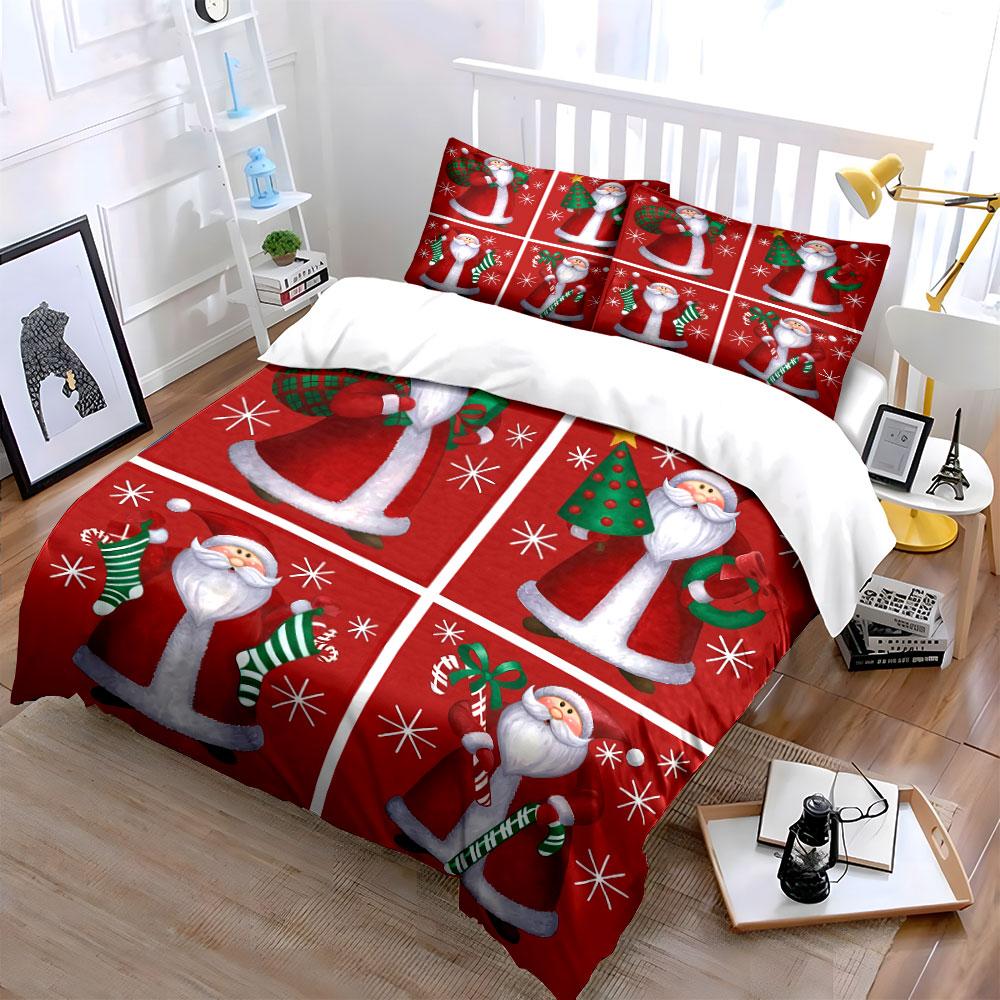 Santa Claus Christmas Set Bedding Duvet Cover Set Duvet Cover Pillowcases (1*Duvet Cover 2*Pillowcases, Without Duvet Insert)