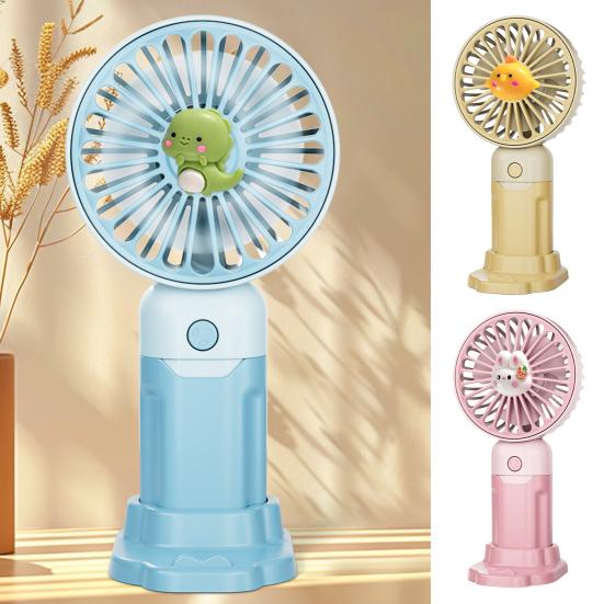 Cartoon Animal Handheld Fan 3 Speed Adjustable USB Rechargeable Summer Cooling Fan with Phone Holder Portable Travel Mini Personal Desk Fan