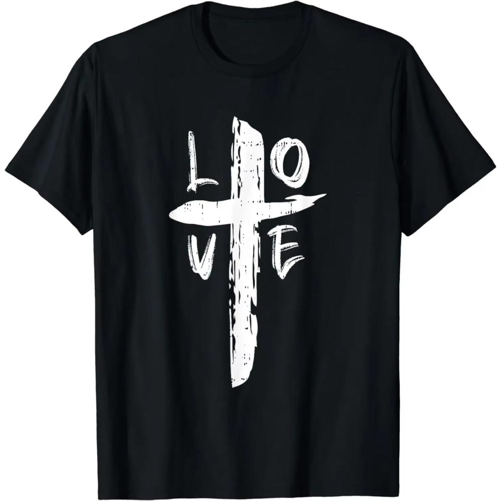 Lovers Gift Love Cross Valentines Day Cool ReligiousT-Shirt Custom Printed Streetwear Graphic T Shirts Harajuku