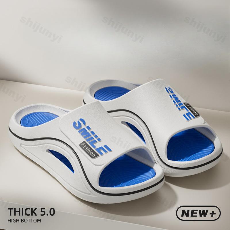 Fashion Men Open Toed Slippers Bathroom Slippers Home Shoes Thick Soft Sole Non-slip Breathable Comfort Flat Platform Indoor Slippers