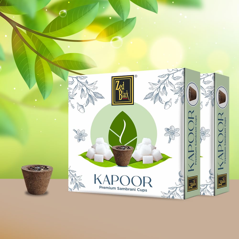Zed Black Camphor Sambrani Dhoop Cups Pack Of 2 Long Lasting Fragrance Cups For Meditation Puja And Home Aromatherapy Use