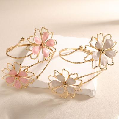 New Double-headed Enamel Glaze Flower Open Bracelet Niche Light Luxury High-end Women's Open Bracelet Jewelry