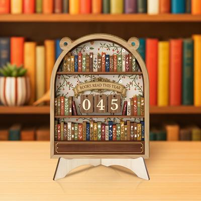 Wooden Book Tracker Sign Bookshelf Decoration Books Read Tracker for Library Nook Study Corner Home Workplace Living Room
