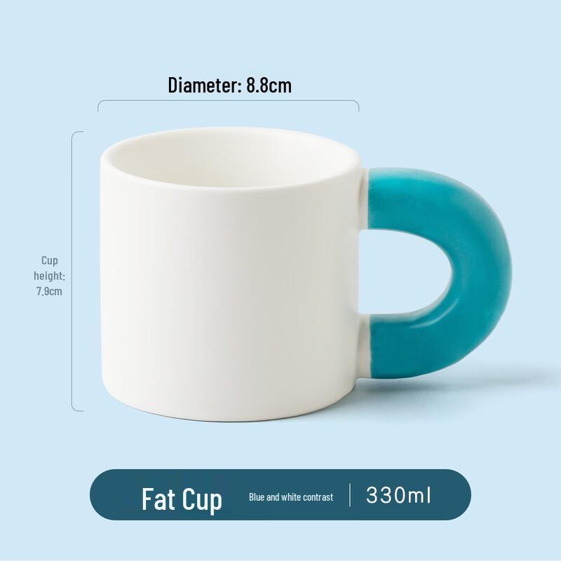 Fat Ceramic Mug with Creative Large Handle