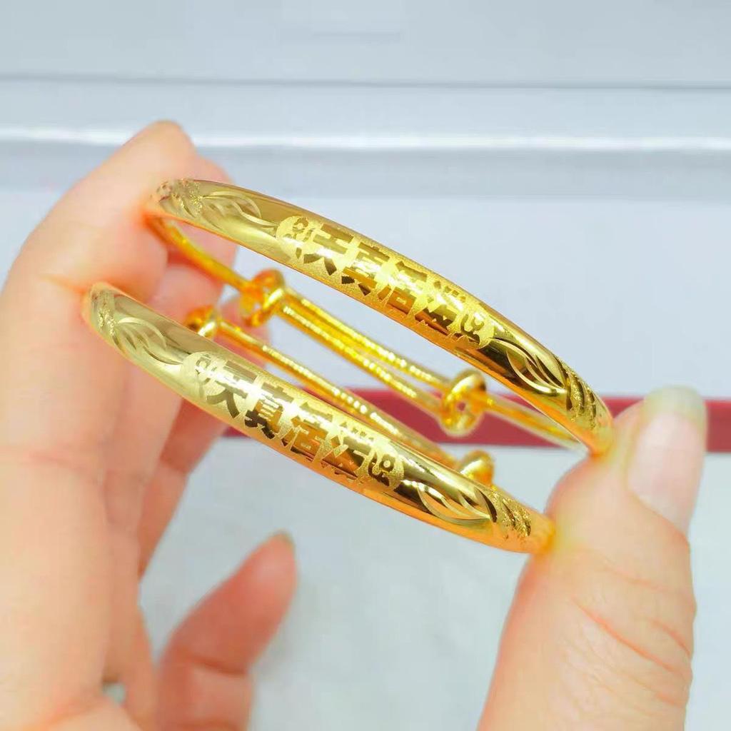 Gold Peace Snake Year Bracelets for Toddlers - Adjustable Push-Pull Design, Perfect First Birthday Gift (One Pair)