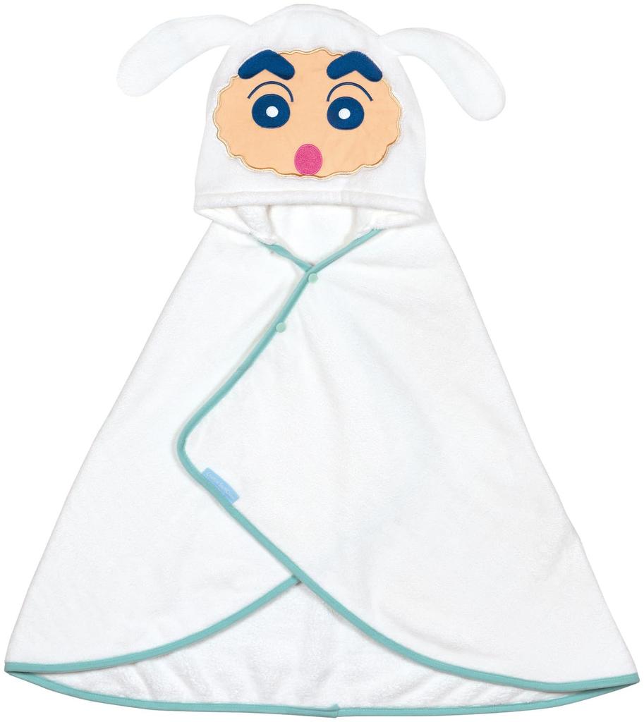 Skater Hooded Bath 108 x 92 Crayon x Shiro Kids' Poncho, Moisture-Wicking, Quick-Drying, cm, Shin-chan Design, BPO1-A