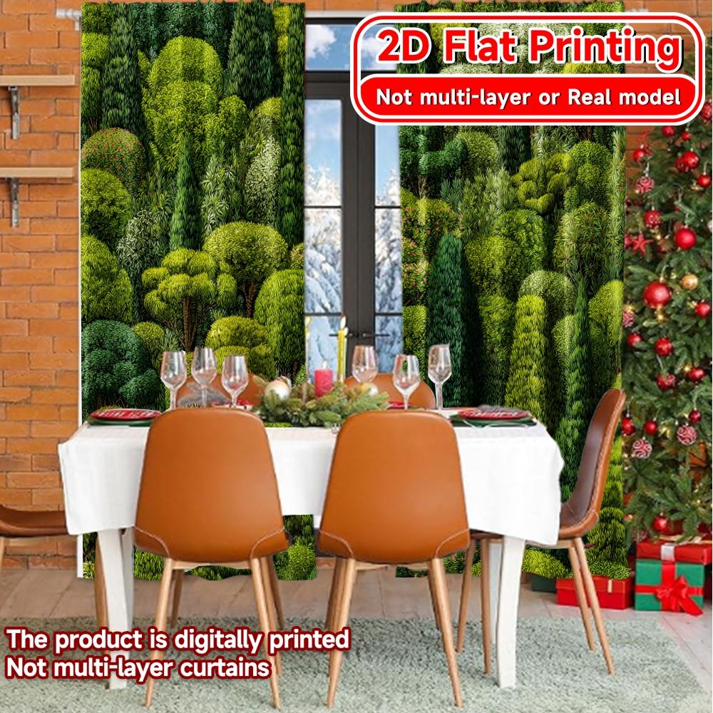 Flat Printing Lush Green Oasis Chic Curtain Fabric Durable Polyester Curtains Decorations Inside Ldeal Set Of 2 Made Washable