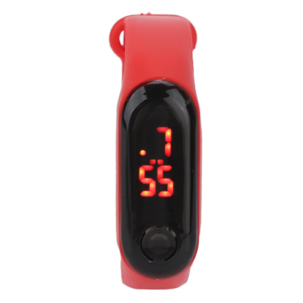 Mini Children Electronic Watch Red LED Simple Student Sports Electronic Watch with Silicone Watch Band Red