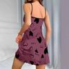 European Summer Strappy Heart Print Short Skirt Nightgown Dress