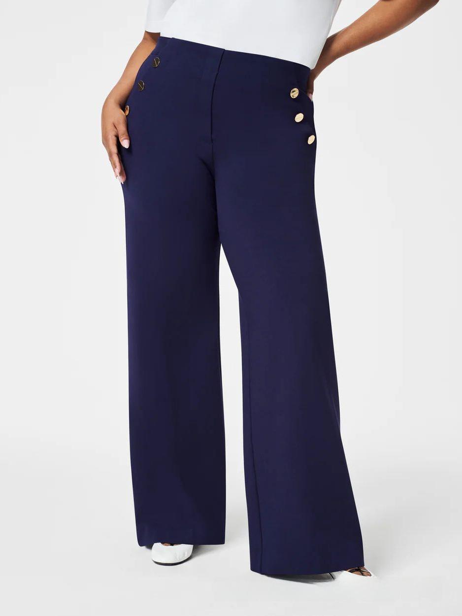 

Повседневные брюки широкого кроя с золотой пуговицей XL