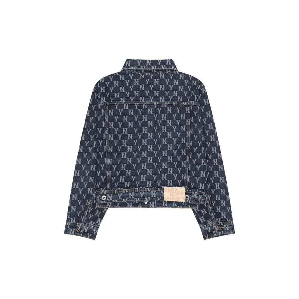 New MLB Old Flower Denim Jackets Women's Blue 3FDKM0321-50BLS