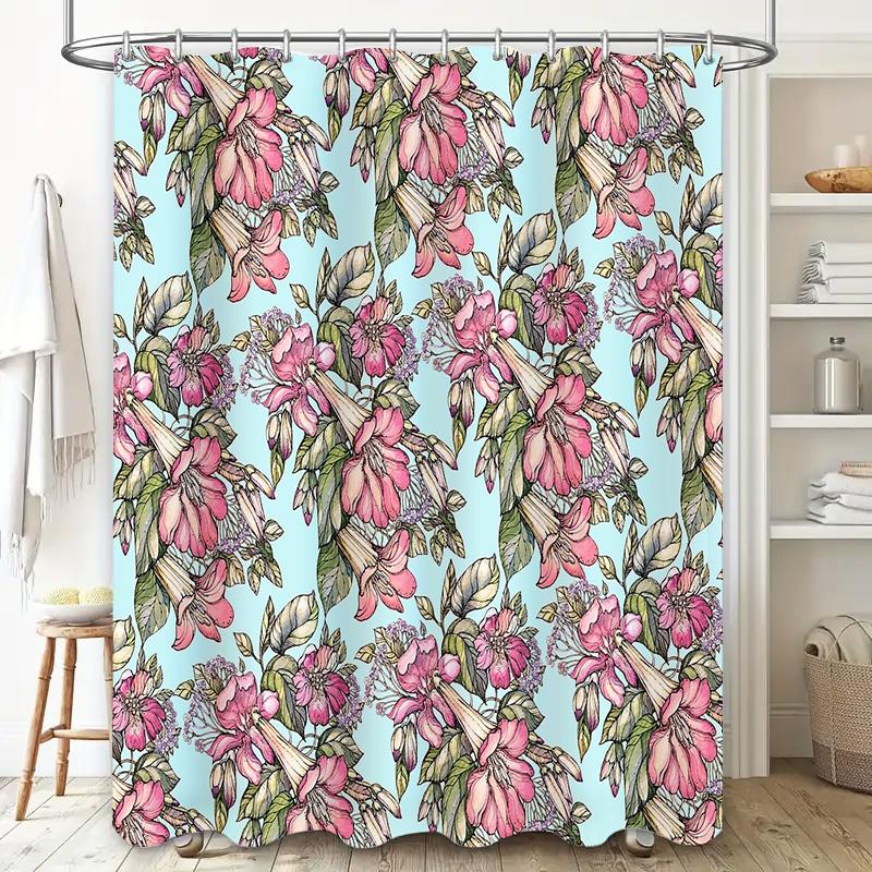 Floral Shower Curtain Vintage Botanical Flowers Bathroom Decor Waterproof Fabric Liner Artistic Nature Spring Blossom Home Texti